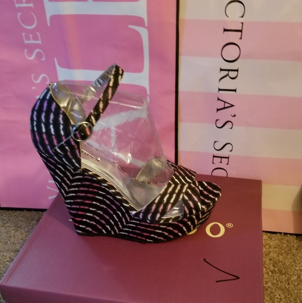 Ladies 6in multi colored wedges heels